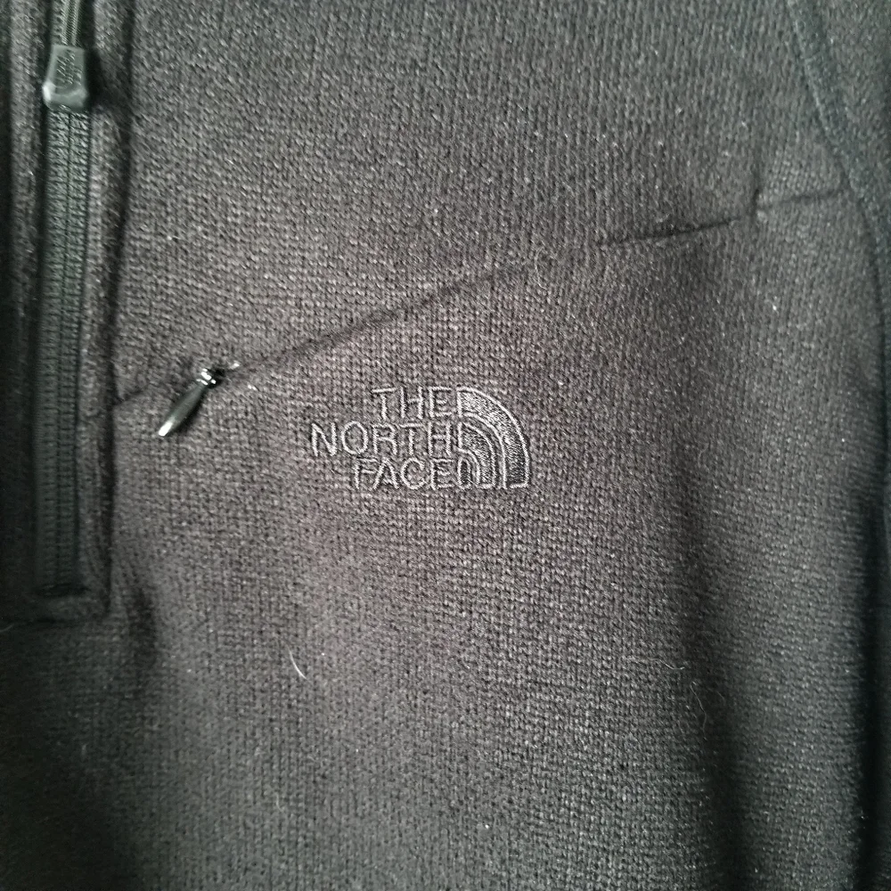 North Face Black 1/4 Zip Fleece Pullover Zip Chest Pocket Size L
